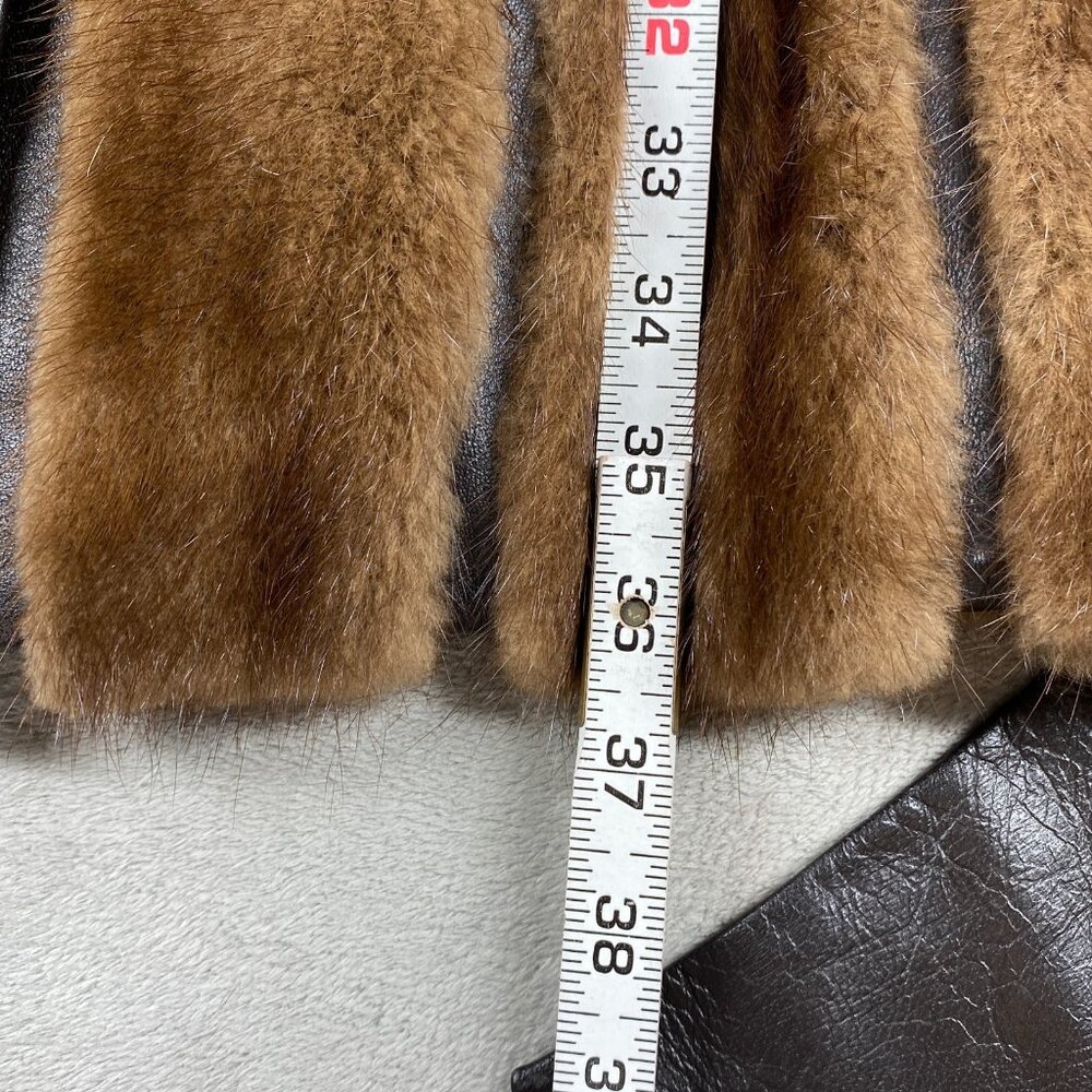 Vtg Mr. Leonard Jacket Women Brown Fur Leather Belted Waist Classic 70’s - Picture 10 of 14